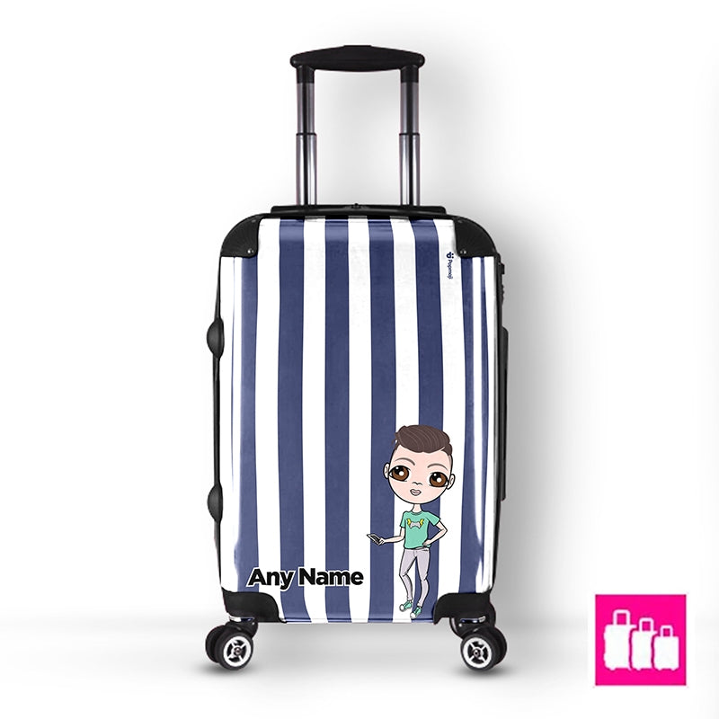 Jnr Boys Personalised Navy Stripe Suitcase - Image 4
