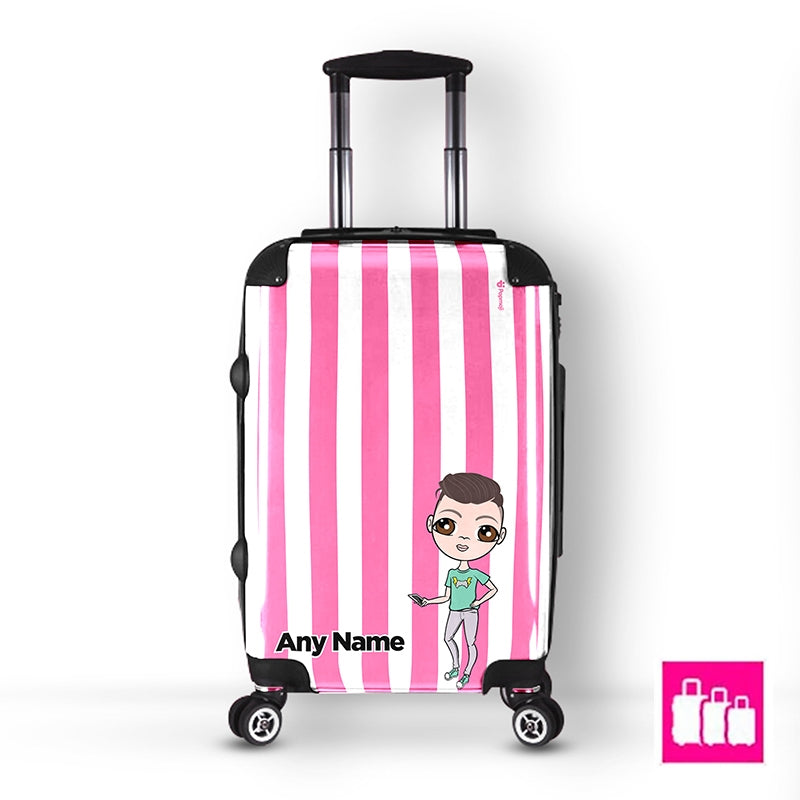 Jnr Boys Personalised Pink Stripe Suitcase - Image 4