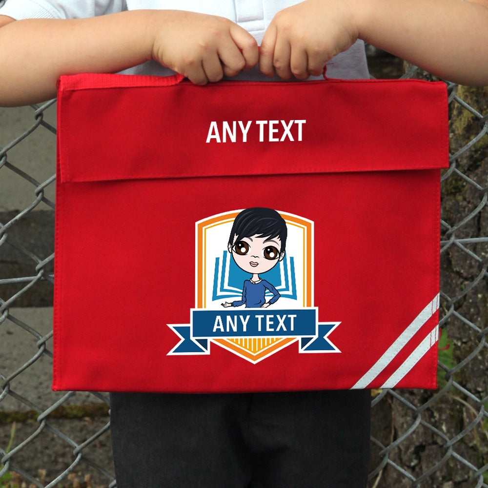 Jnr Boys School Emblem Orange Book Bag - Image 1