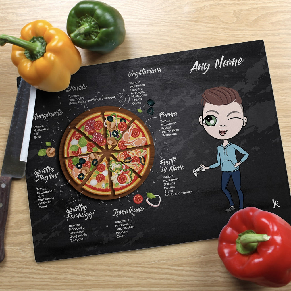 Jnr Boys Glass Chopping Board - Pizza Selection - Image 2