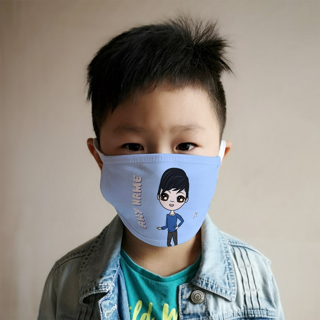 Jnr Boys Personalised Blue Reusable Face Covering - Image 2