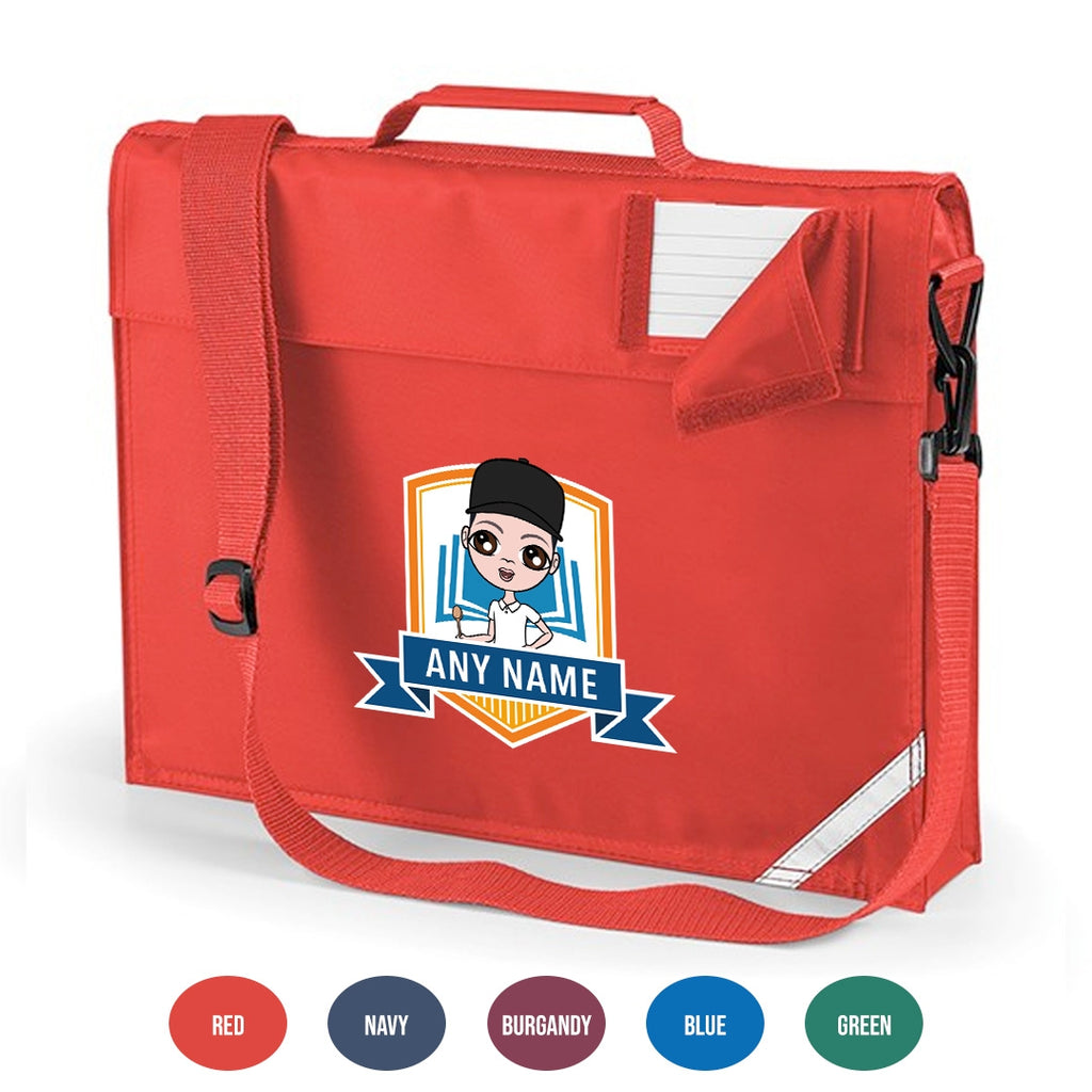 Jnr Boys Premium Personalised School Emblem Orange Book Bag - Image 1