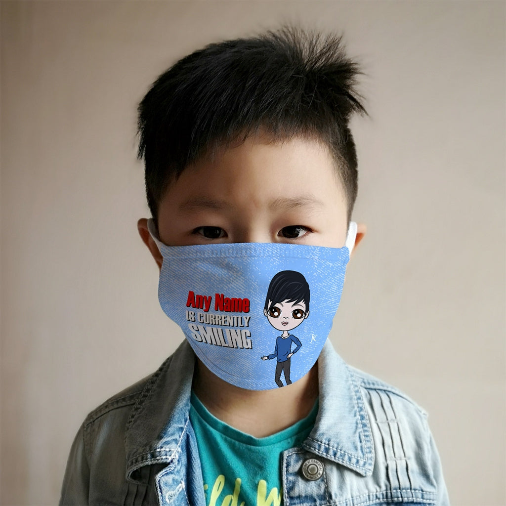 Jnr Boys Personalised Smile Reusable Face Covering - Image 2