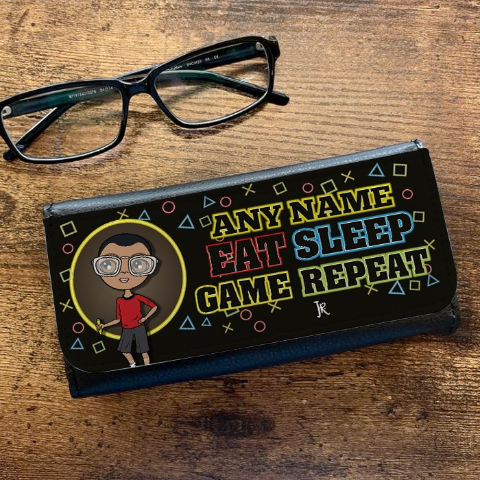 Jnr Boys Personalised Eat Sleep Game Repeat Glasses Case - Image 1