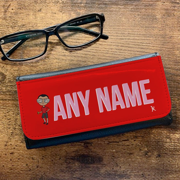 Jnr Boys Personalised Red Bold Name Glasses Case - Image 1