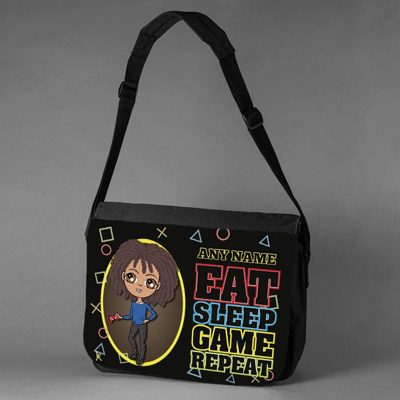 Jnr Boys Personalised Eat Sleep Game Repeat Messenger Bag - Image 3