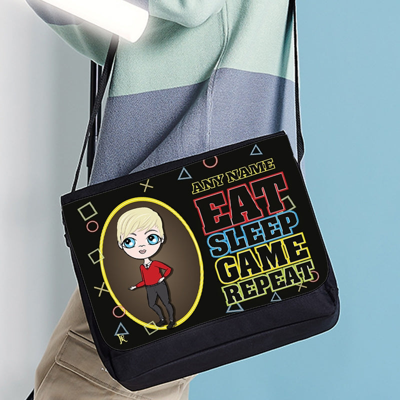 Jnr Boys Personalised Eat Sleep Game Repeat Messenger Bag - Image 4