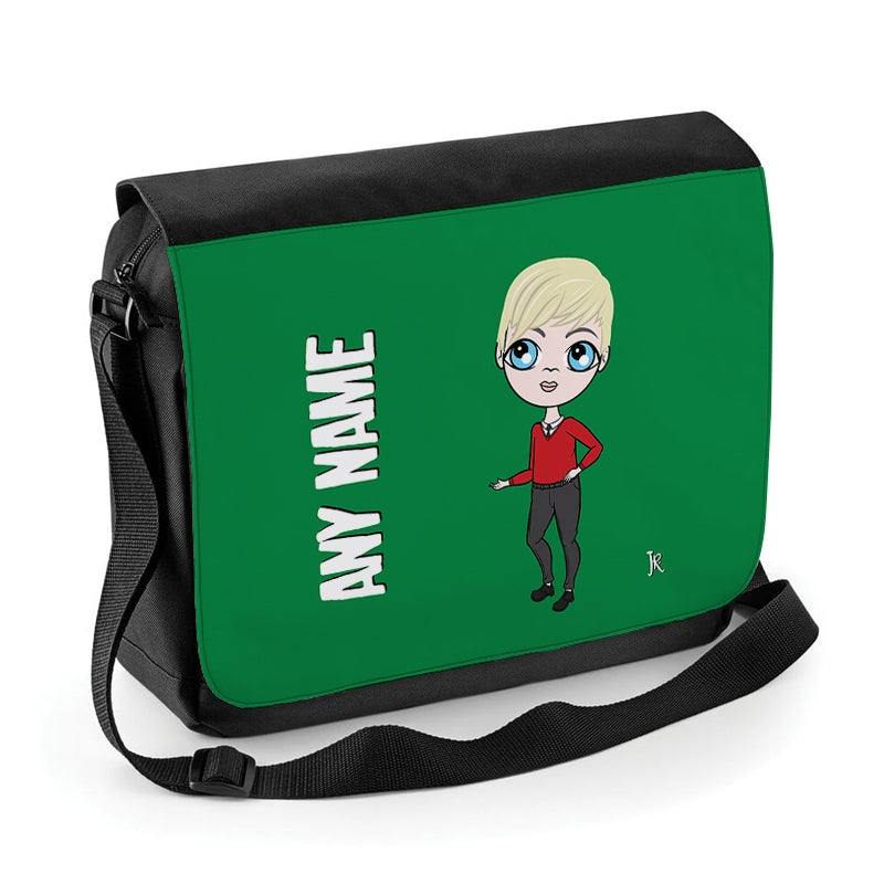Jnr Boys Personalised Green Messenger Bag - Image 1