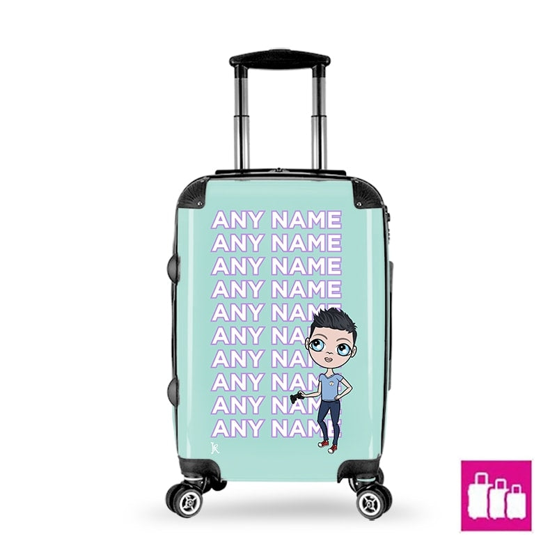 Jnr Boys Turquoise Multiple Name Suitcase - Image 1