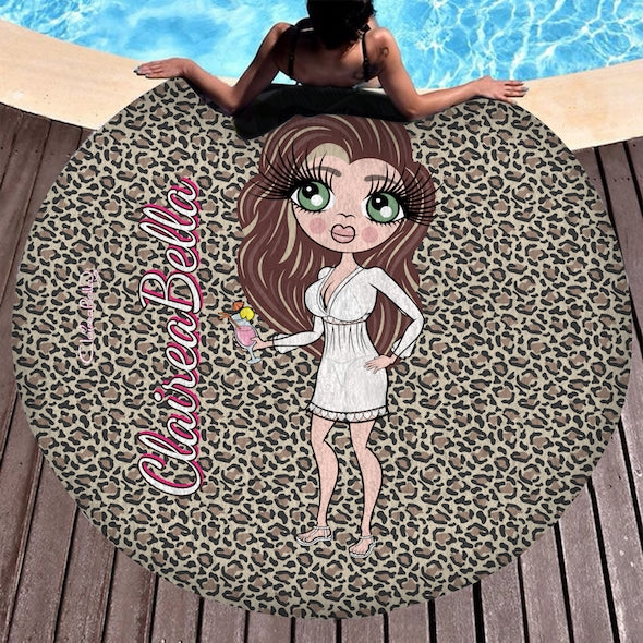ClaireaBella Leopard Print Circular Beach Towel - Image 5