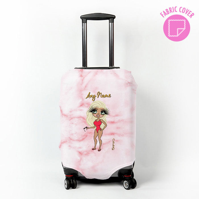 ClaireaBella Pink Marble Effect Suitcase Cover