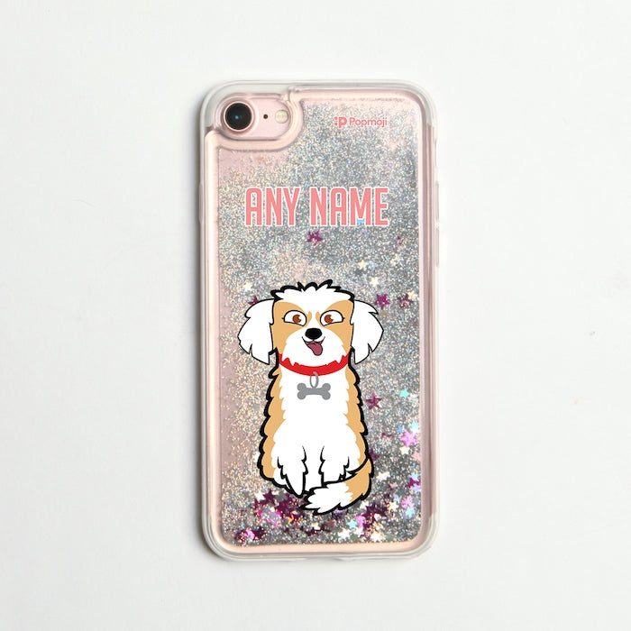 Personalised Dog Classic Liquid Glitter Phone Case - Silver - Image 1