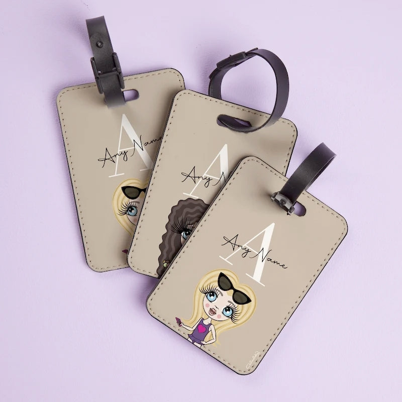 ClaireaBella Girls Personalised LUX Initial Nude Passport Cover & Luggage Tag Bundle - Image 3