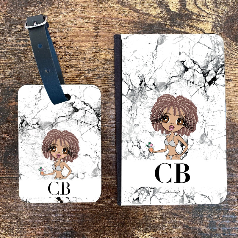ClaireaBella Personalised LUX Black and White Passport Cover & Luggage Tag Bundle - Image 1