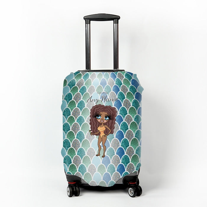 ClaireaBella Mermaid Glitter Effect Suitcase Cover - Image 1