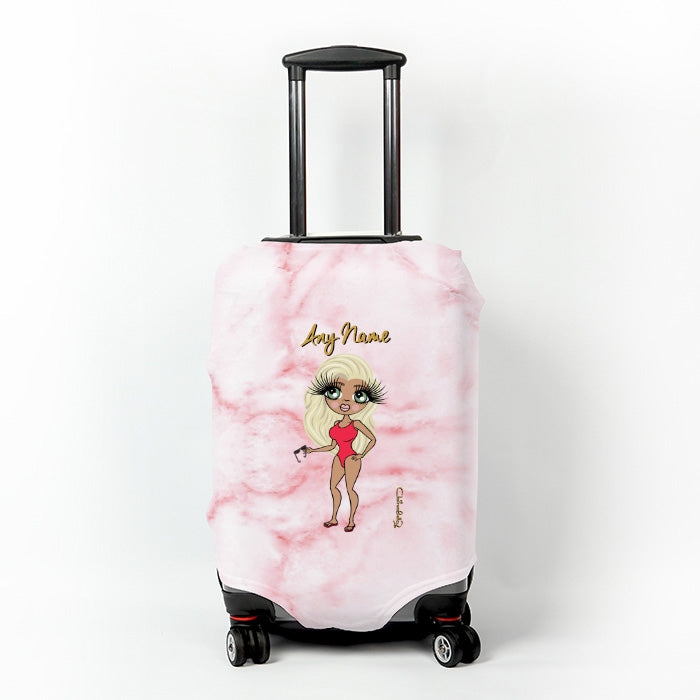 ClaireaBella Pink Marble Effect Suitcase Cover - Image 1