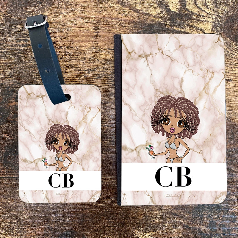 ClaireaBella Personalised LUX Pink Marble Passport Cover & Luggage Tag Bundle - Image 1