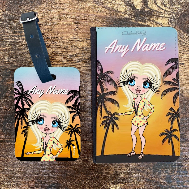 ClaireaBella Personalised Tropical Sunset Passport Cover & Luggage Tag Bundle - Image 1
