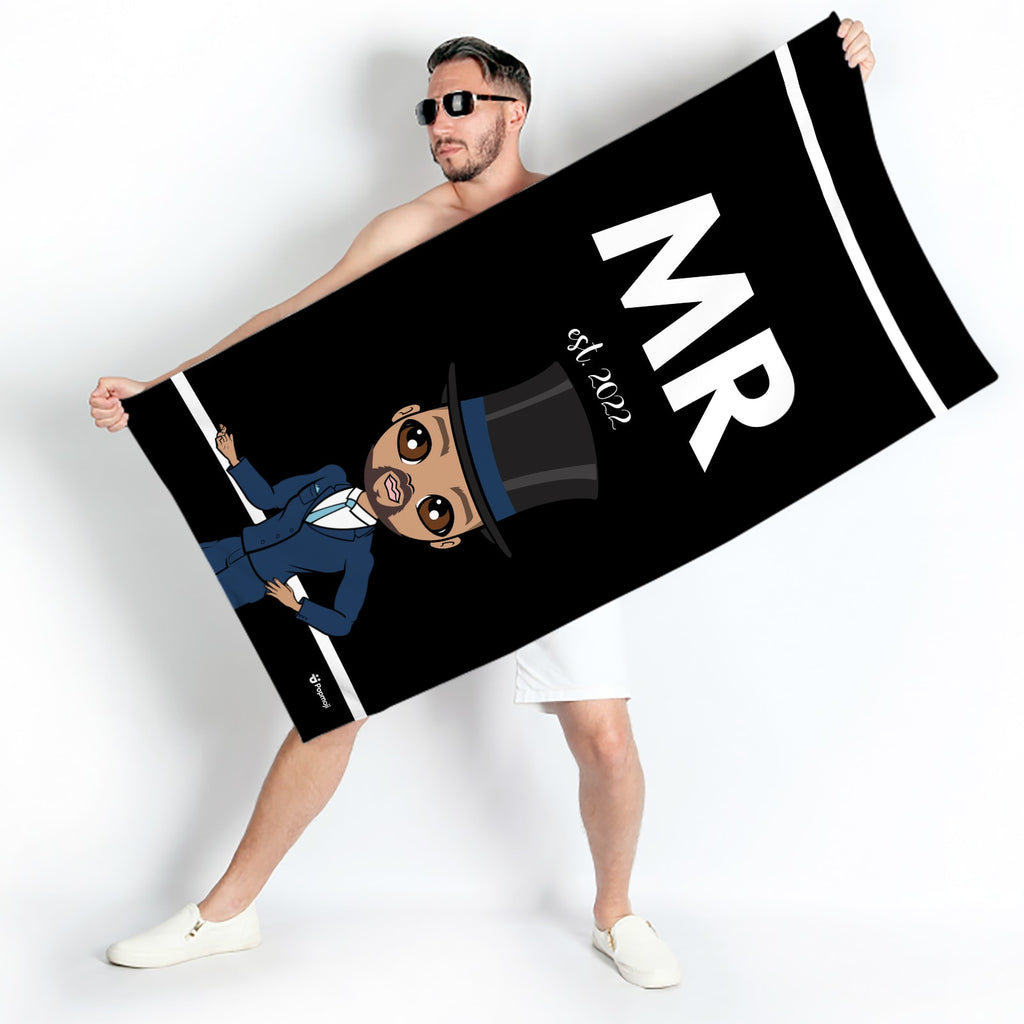 MrCB Bold Matching Mr Black Stripe Beach Towel