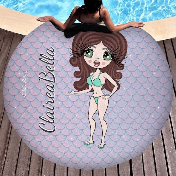 ClaireaBella Mermaid Glitter Effect Circular Beach Towel - Image 1