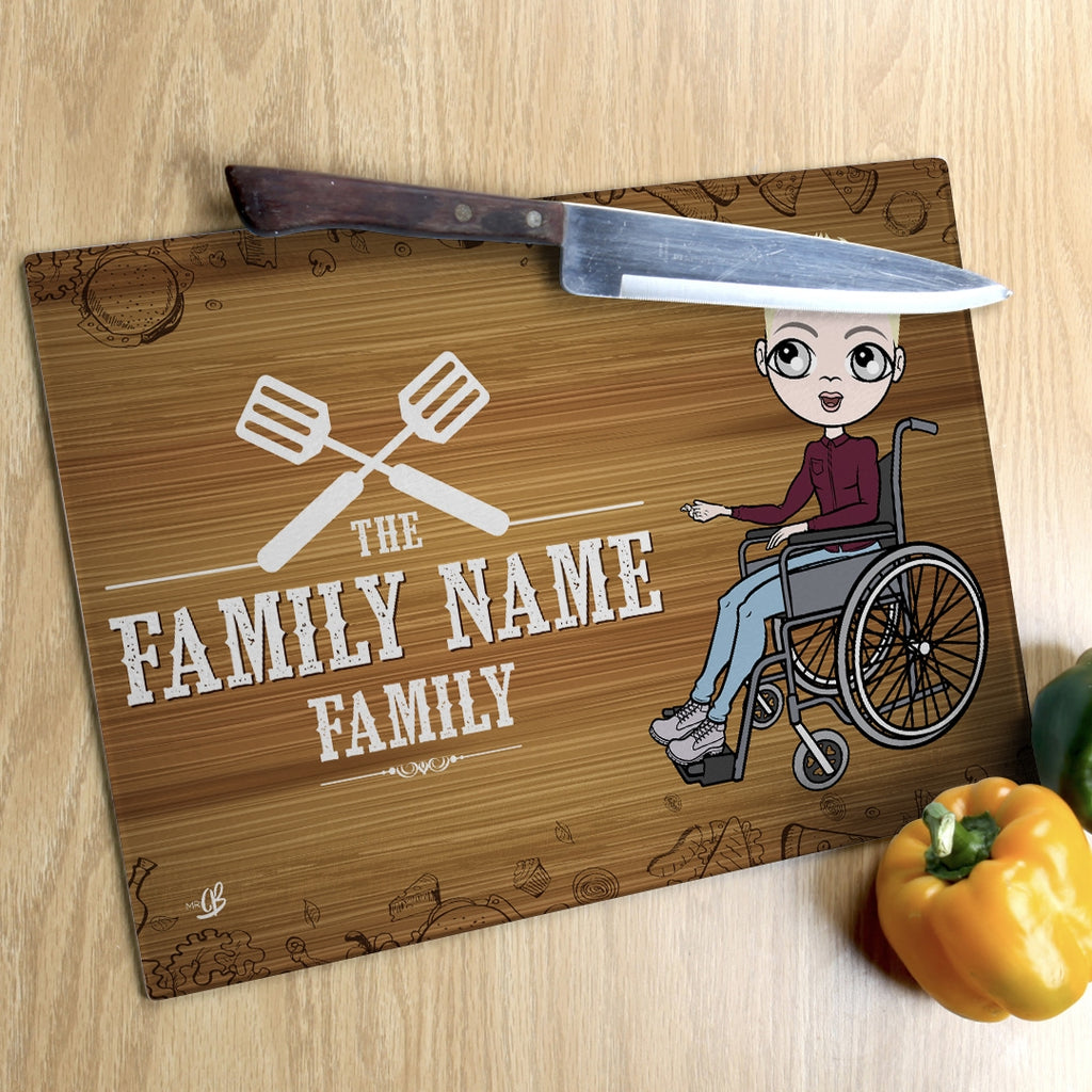 MrCB Wheelchair Glass Chopping Board - Family Name - Image 2