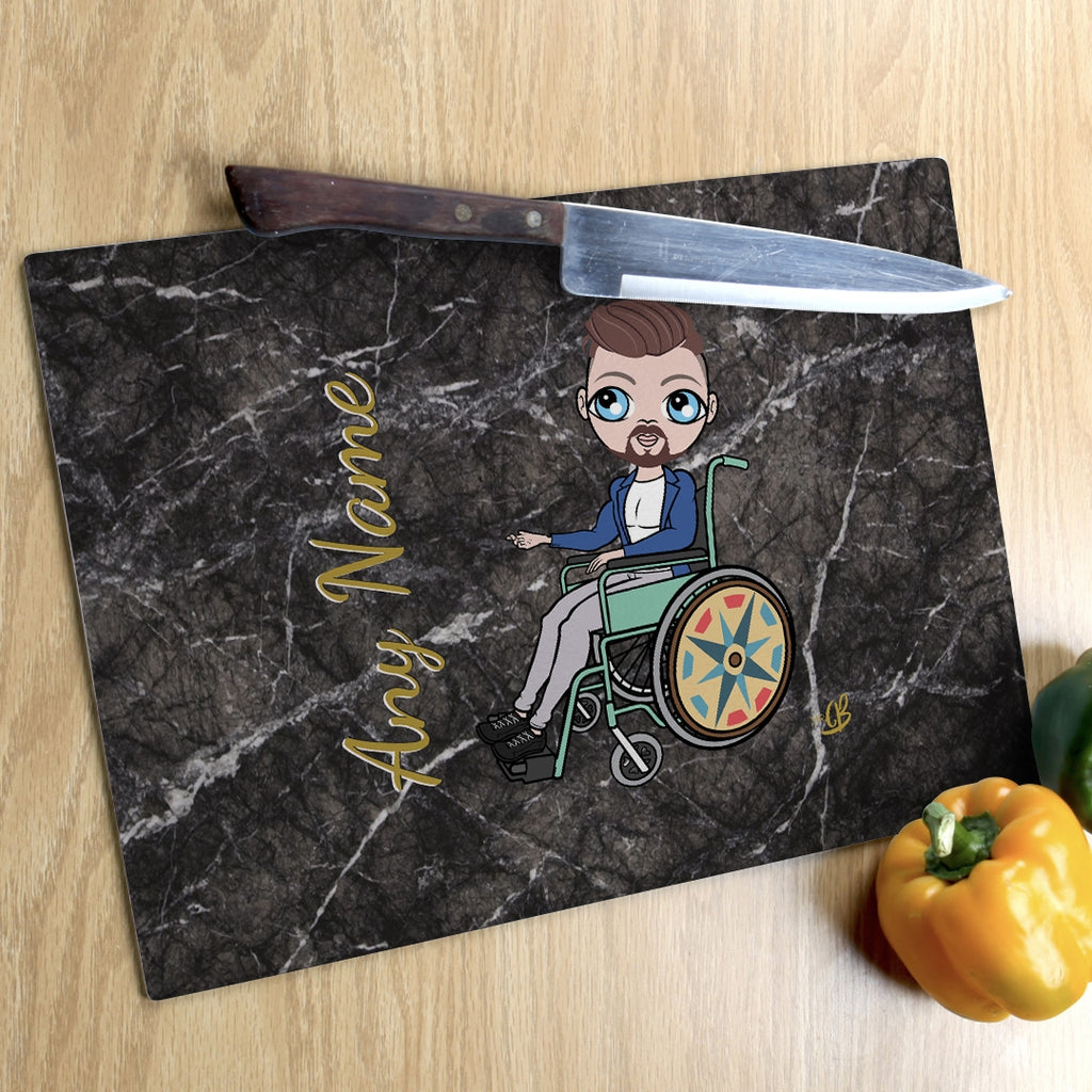 MrCB Wheelchair Glass Chopping Board - Marble Effect - Image 1