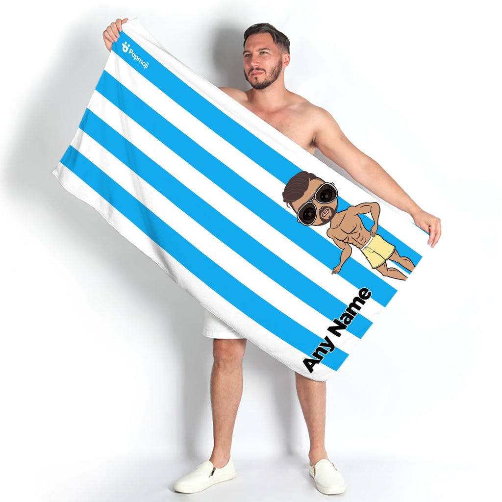 MrCB Personalised Blue Stripe Beach Towel - Image 5