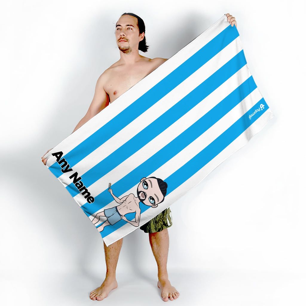 MrCB Personalised Blue Stripe Beach Towel - Image 4
