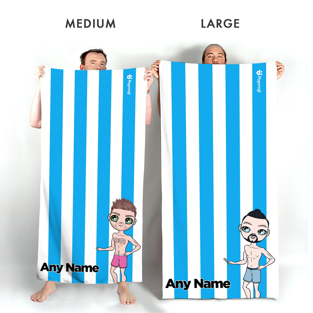 MrCB Personalised Blue Stripe Beach Towel - Image 3