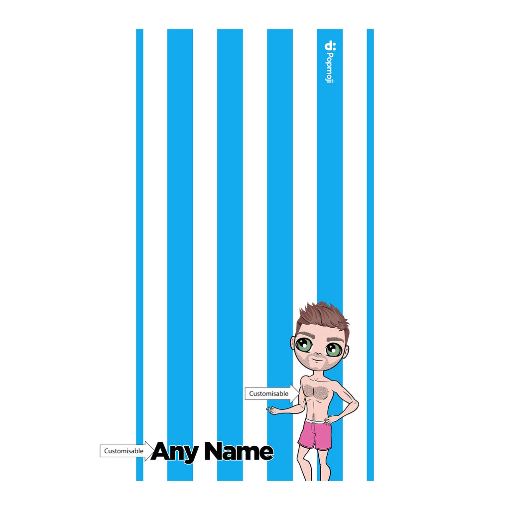 MrCB Personalised Blue Stripe Beach Towel - Image 2