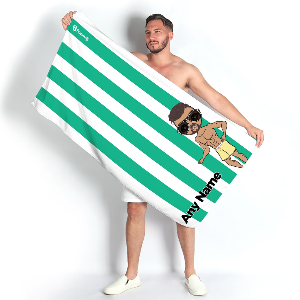 MrCB Personalised Green Stripe Beach Towel - Image 4