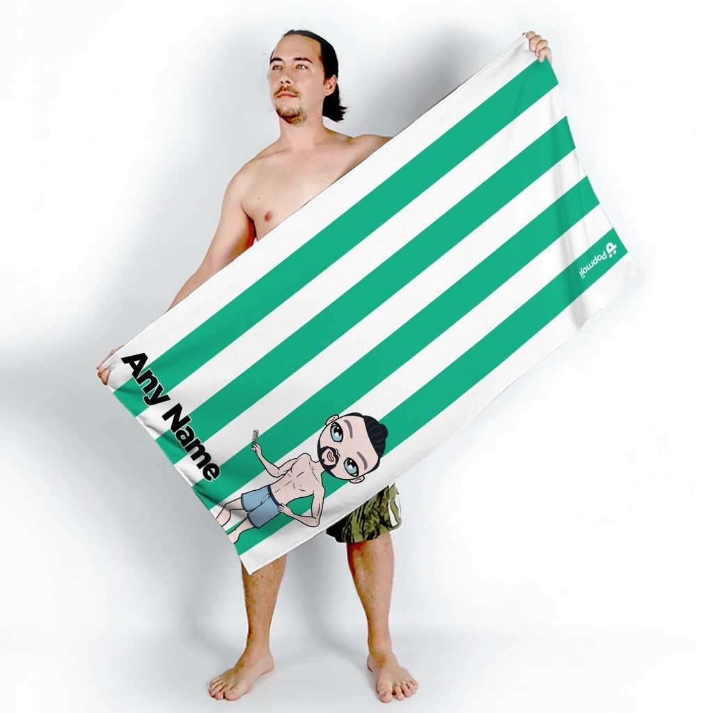 MrCB Personalised Green Stripe Beach Towel - Image 5