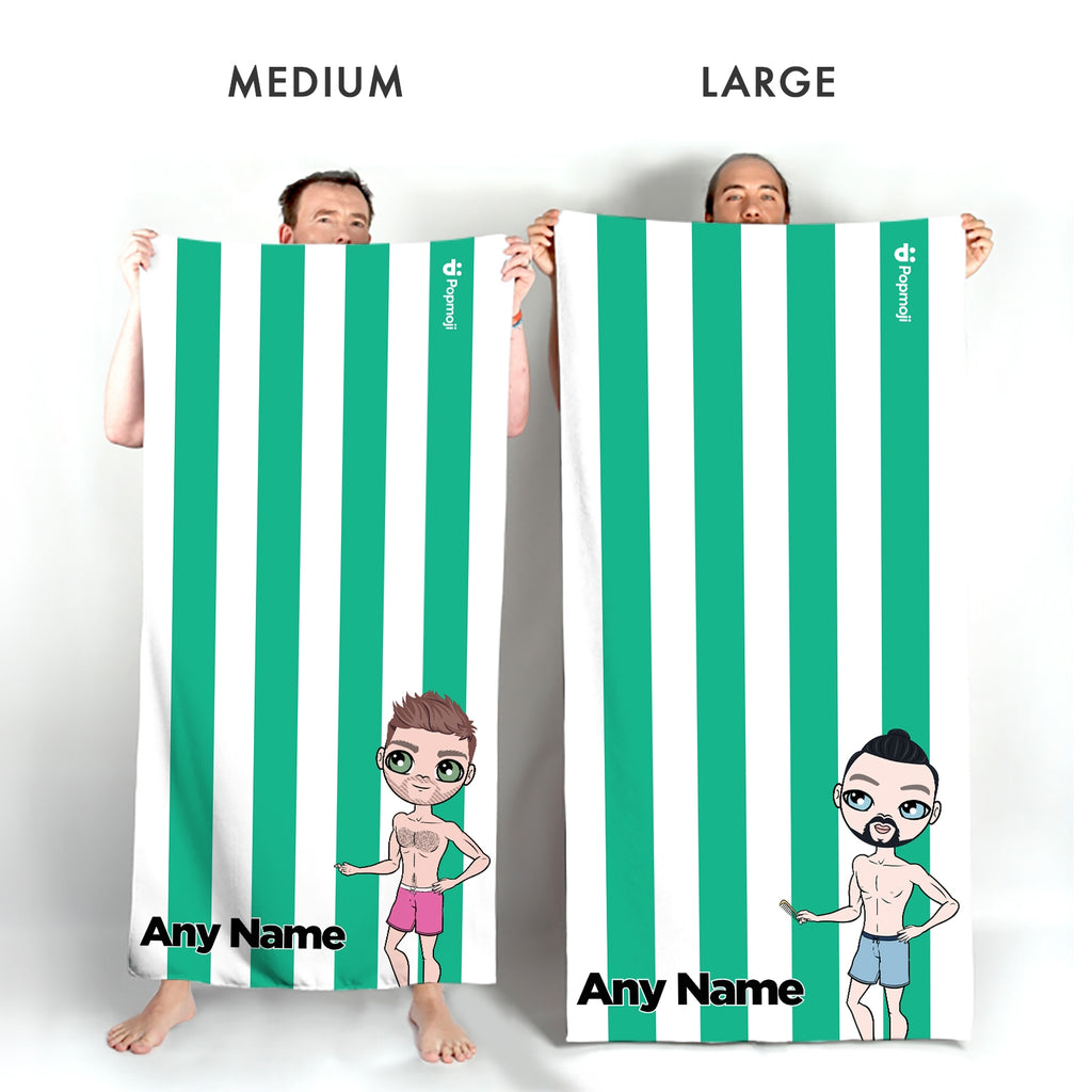 MrCB Personalised Green Stripe Beach Towel - Image 3