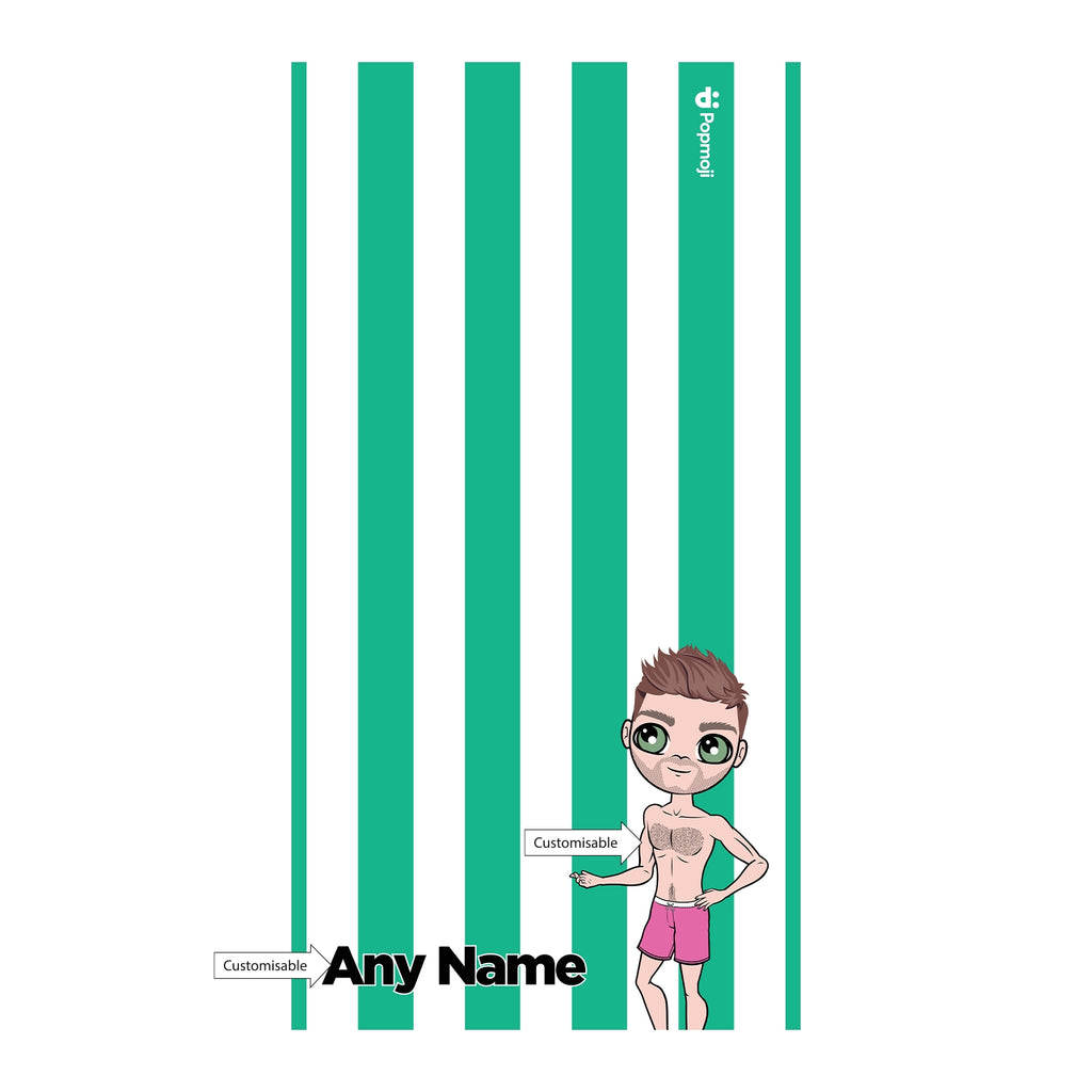 MrCB Personalised Green Stripe Beach Towel - Image 2