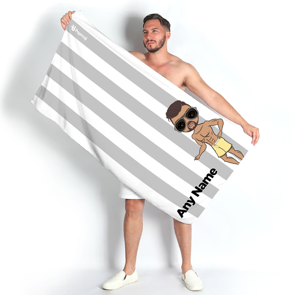 MrCB Personalised Grey Stripe Beach Towel - Image 4