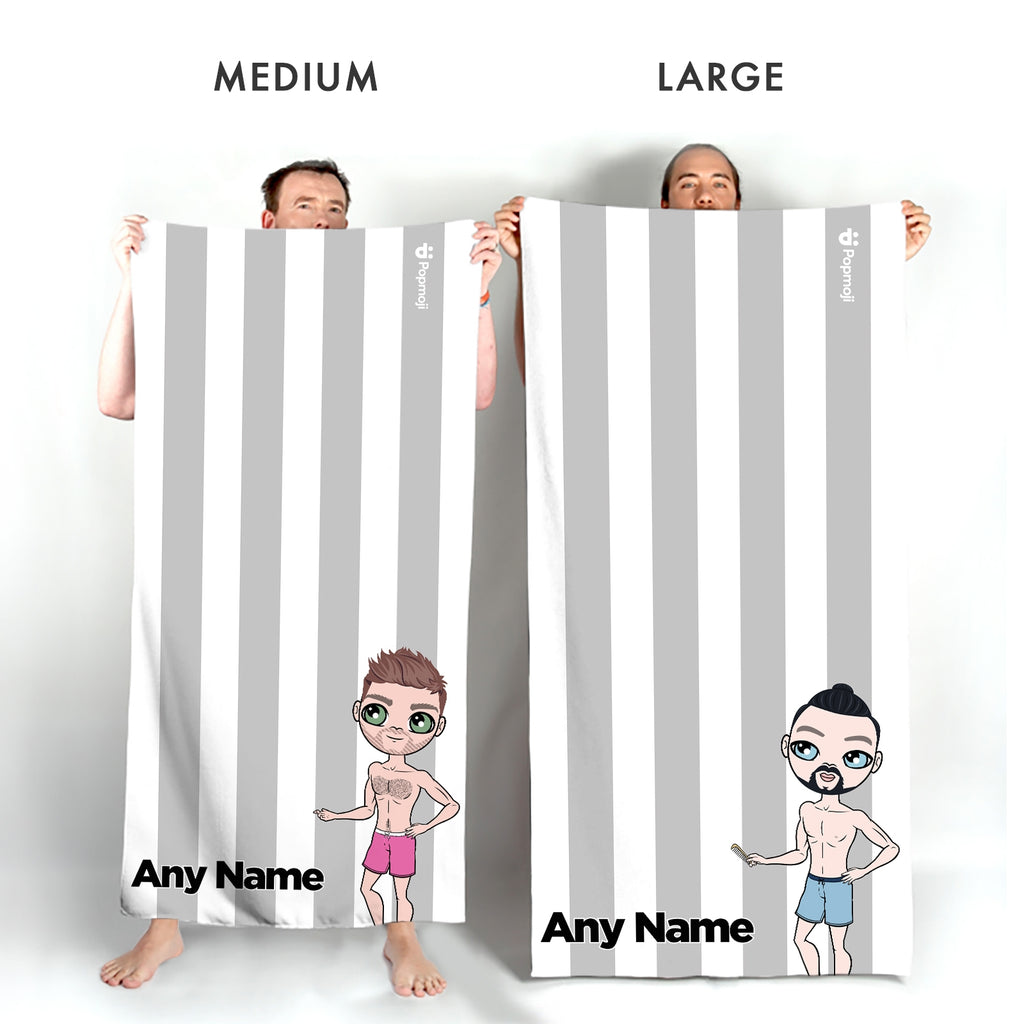 MrCB Personalised Grey Stripe Beach Towel - Image 2