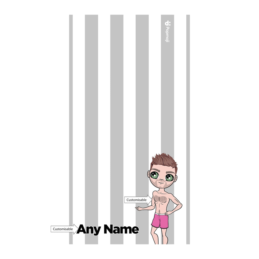 MrCB Personalised Grey Stripe Beach Towel - Image 3