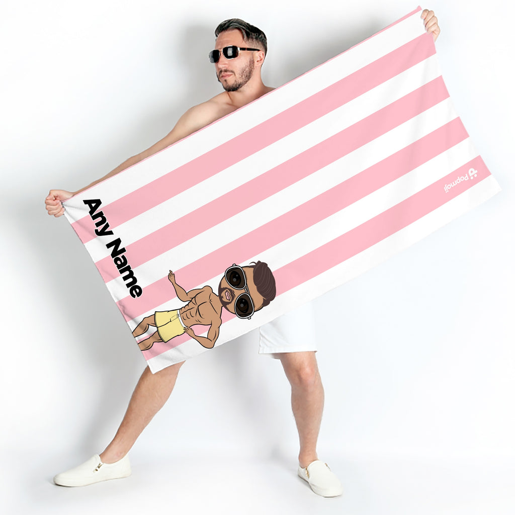 MrCB Personalised Light Pink Stripe Beach Towel - Image 3