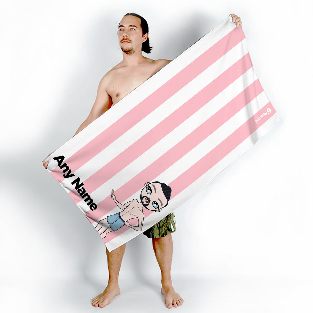 MrCB Personalised Light Pink Stripe Beach Towel - Image 4