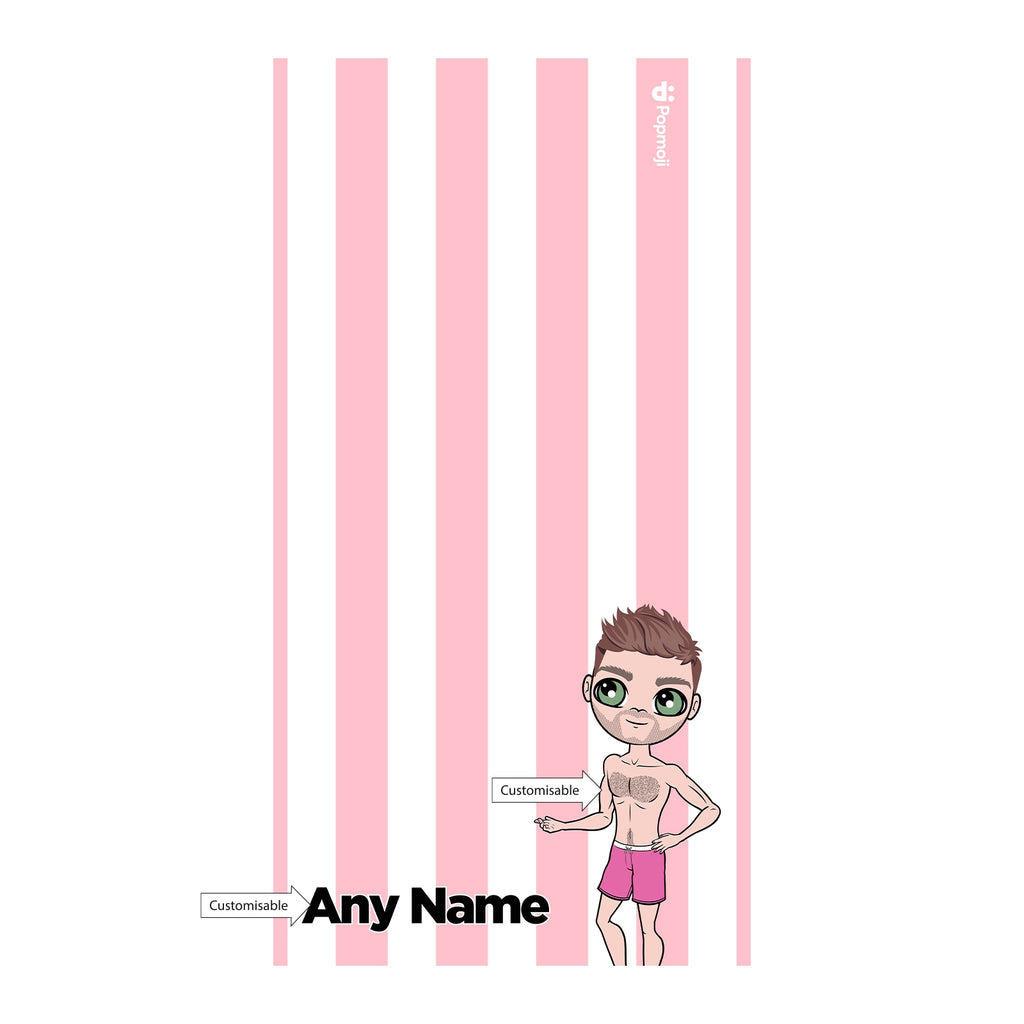 MrCB Personalised Light Pink Stripe Beach Towel - Image 2