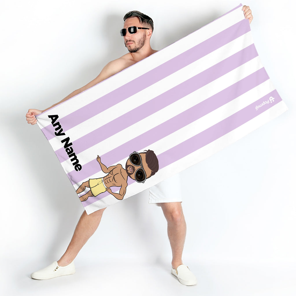 MrCB Personalised Lilac Stripe Beach Towel - Image 1