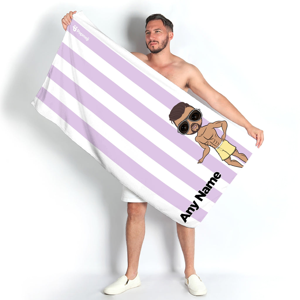 MrCB Personalised Lilac Stripe Beach Towel - Image 3