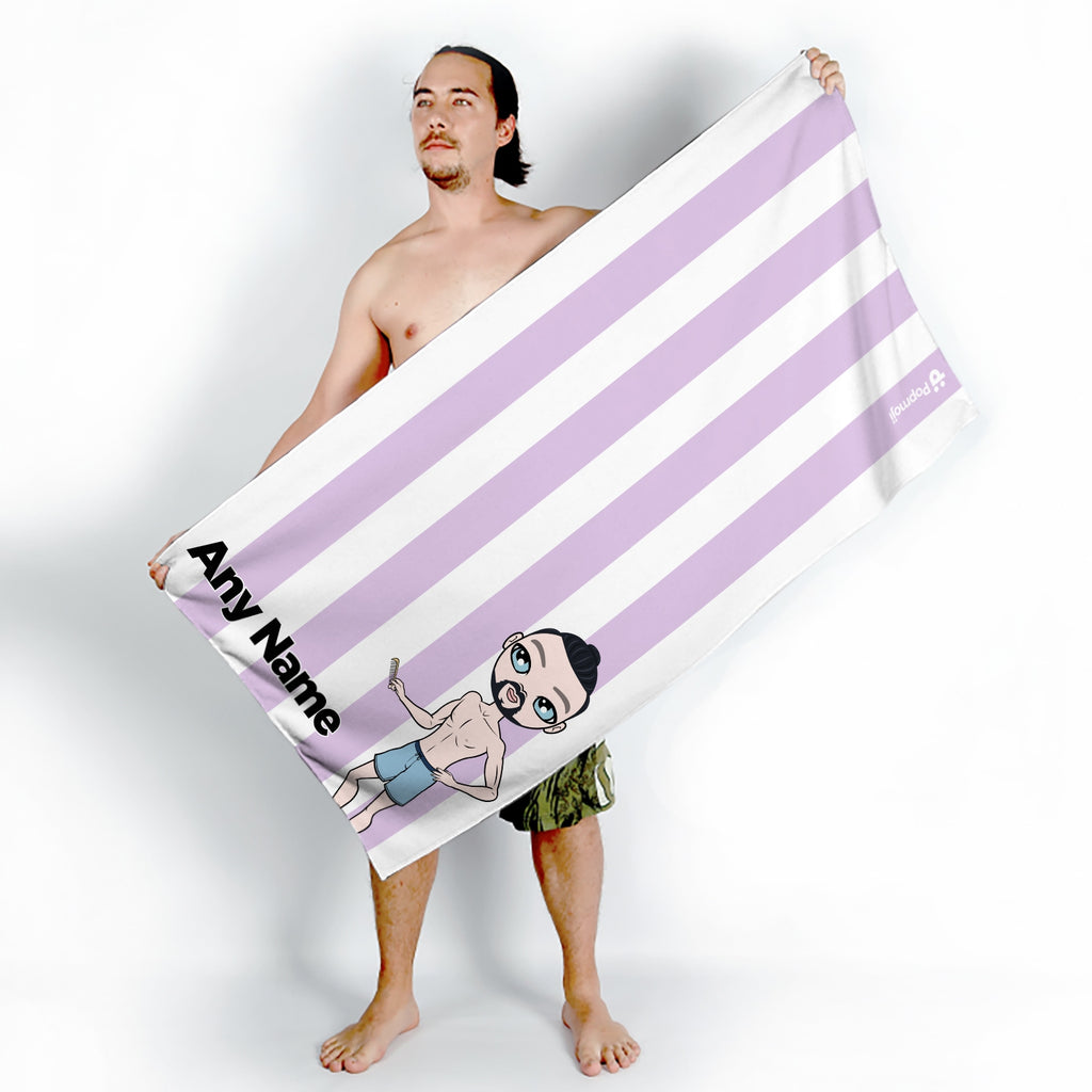 MrCB Personalised Lilac Stripe Beach Towel - Image 5
