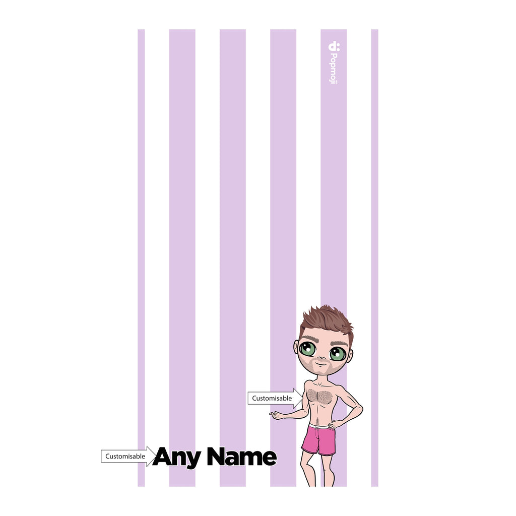 MrCB Personalised Lilac Stripe Beach Towel - Image 2