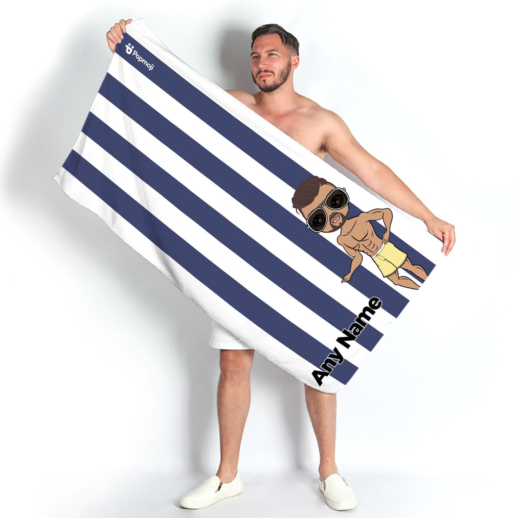 MrCB Personalised Navy Stripe Beach Towel - Image 5