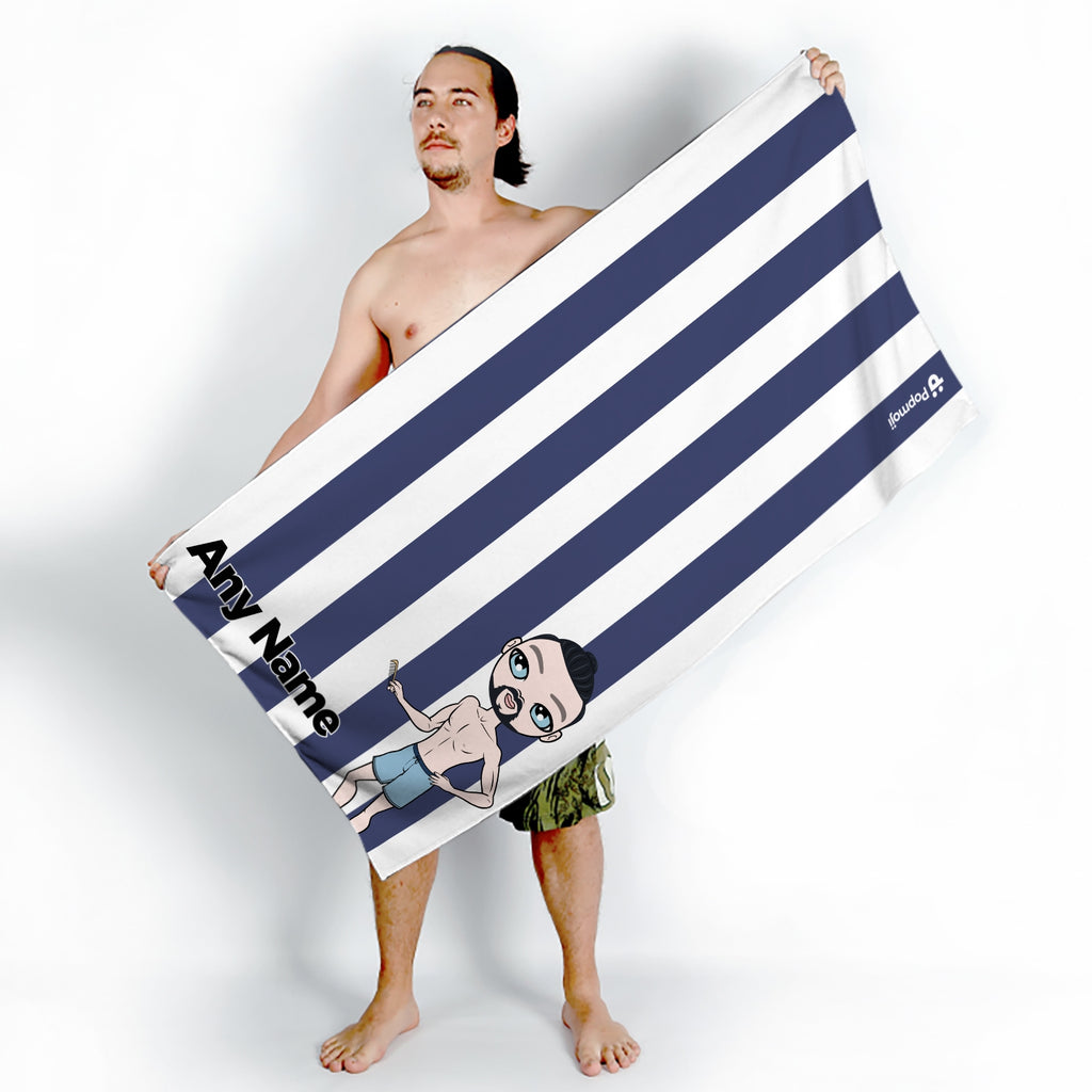 MrCB Personalised Navy Stripe Beach Towel - Image 4