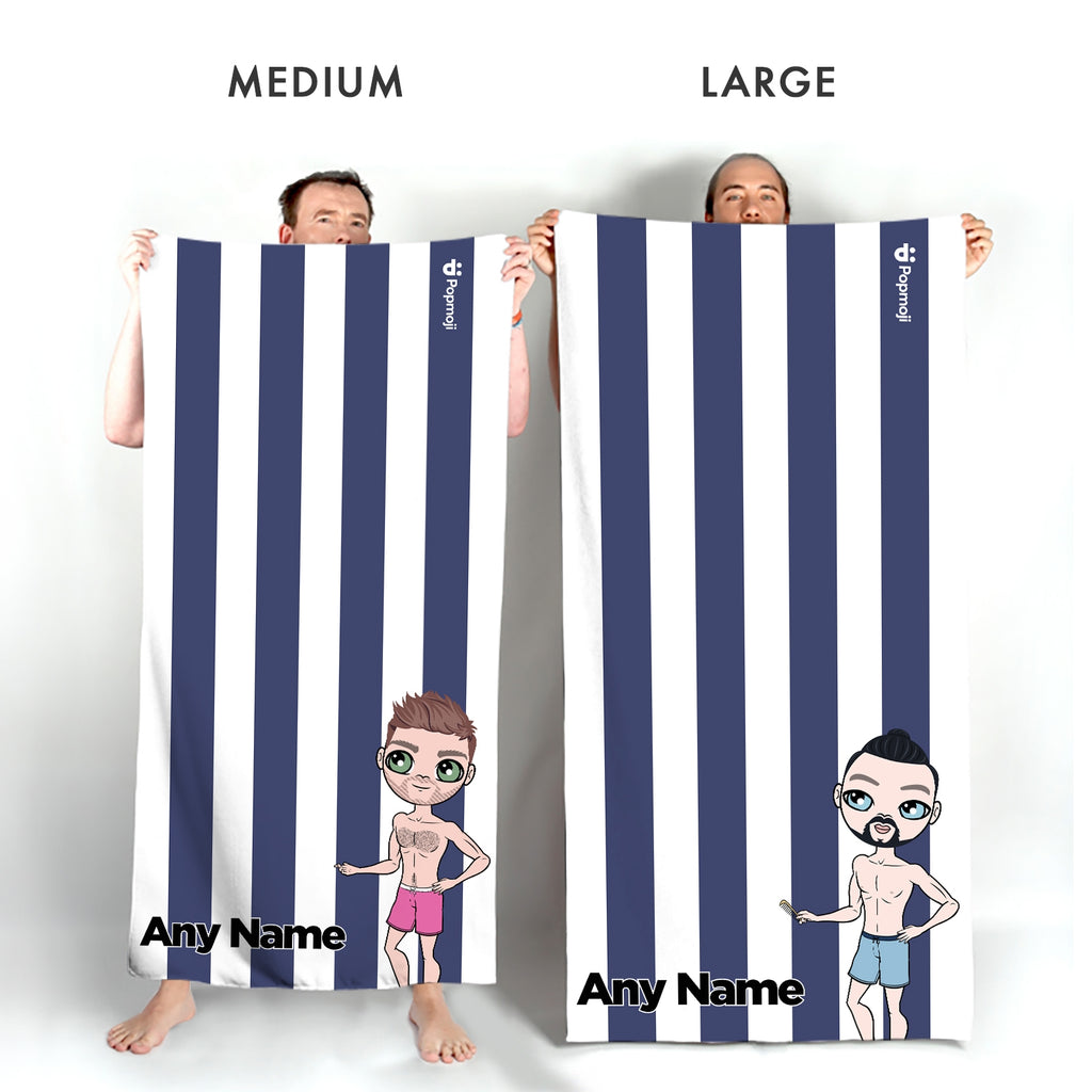 MrCB Personalised Navy Stripe Beach Towel - Image 3