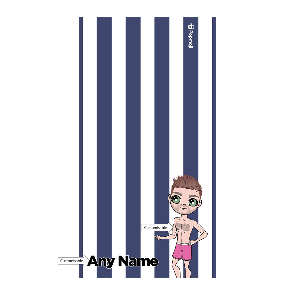 MrCB Personalised Navy Stripe Beach Towel - Image 2