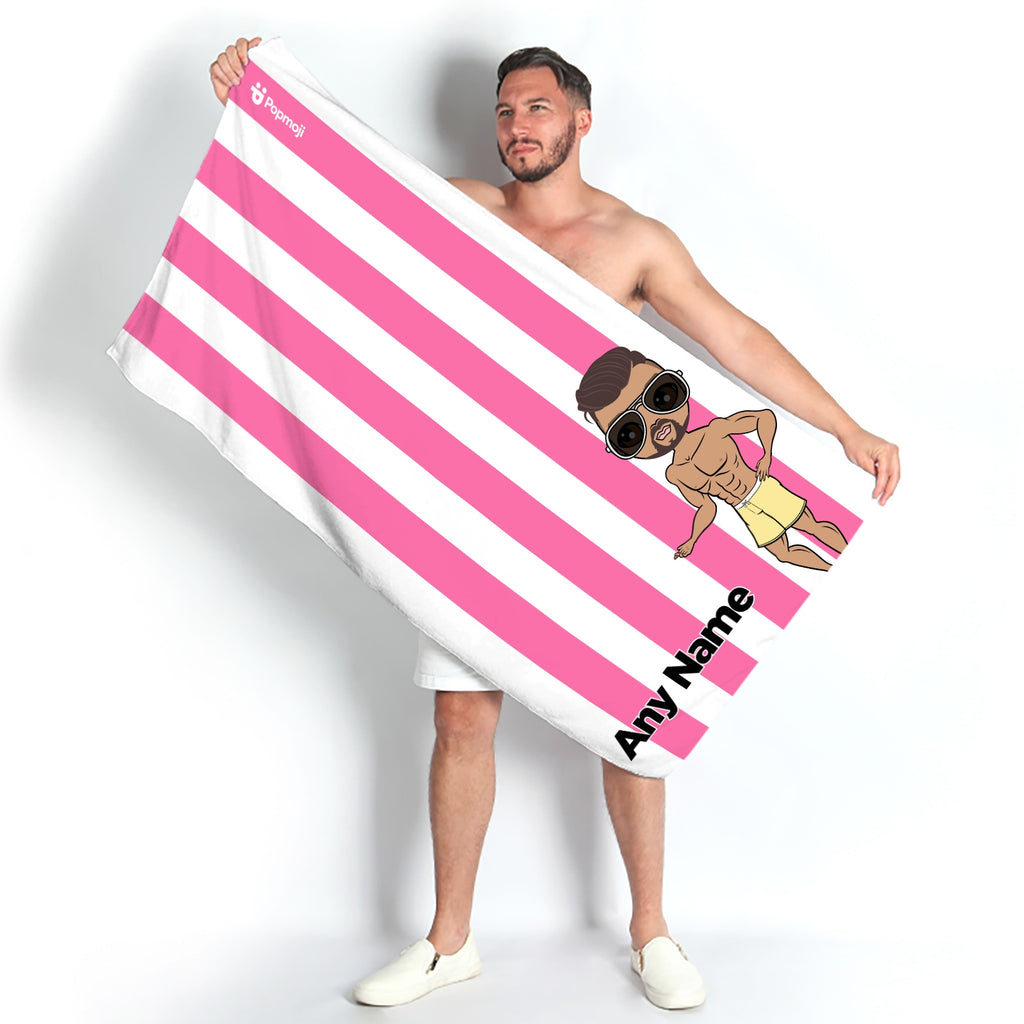MrCB Personalised Pink Stripe Beach Towel - Image 3
