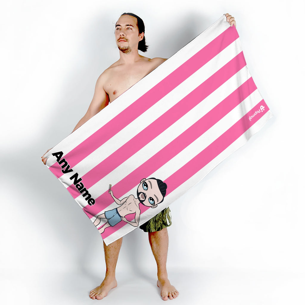 MrCB Personalised Pink Stripe Beach Towel - Image 5
